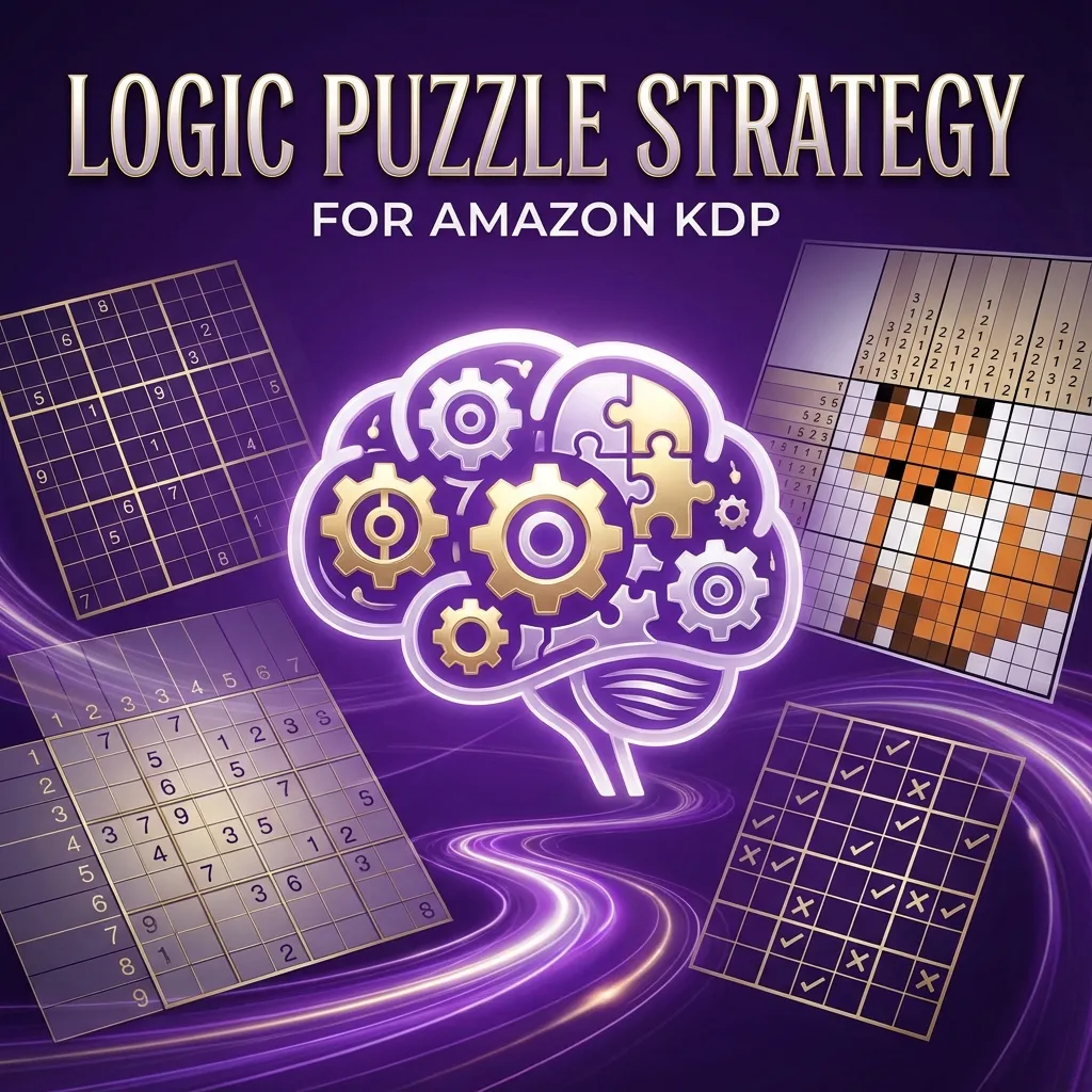 Logic puzzle book guide for Amazon KDP showing brain teaser and reasoning puzzle creation techniques
